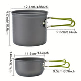 1pc Portable Cookware Outdoor Camping Cookware Pot Set Portable 1-2 Person Picnic Kitchenware, With 1pc Spoon