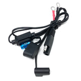 60CM 18awg Connector Cable Ring Terminal Battery Charger Quick Disconnect SAE Extension Cord Motorcycle Car Tractor 10A Fuse