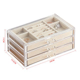 Clear Acrylic Jewellery Storage Box Women 3 Drawers Velvet Organiser Earring Bracelet Necklace Rings Jewellery Case Holder