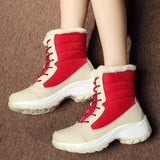 Winter and winter warm high top Korean version student lace up versatile lightweight snow boots women's cotton shoes trendy