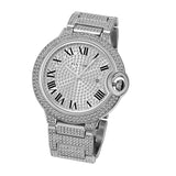 PINTIME Watch for Men Luxury Stainless Steel Quartz Wristwatches Waterproof 30m Bling Diamond Roman Number Dial Casual Clock