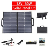 18V 60W Foldable Kit with 12V 24V Controller Solar Panel Double Fast Charge TypeC+DC for House Camping Travel