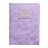 A7 Notebook 2024 English Planner Faux Leather Hardcover Mini Journal with Ink-proof Paper