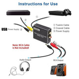 192Khz Jack DAC Digital to Analog Converter Decoder Optical Fiber Coaxial Stereo Audio Adapter To RCA Amplifiers USB Cable