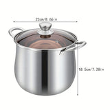 1pc Stainless Steel Stock Pot (22.0cm), Large Stockpot, Soup Pot, Kitchen Utensils, Kitchen Gadgets, Kitchen Accessories