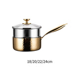 Saucepan with Lid Pasta Cookware Ergonomic Handle Deep Frying Pot Milk Soup Pan