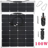 100W 18V ETFE Solar Panel+30A/60A/100A Solars Charge Controller with Connectors, Carabiners,Wire Cable Outdoor Energy RV Plate