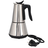 Stove Espresso Moka 6 Cups Percolator Coffee Pot Electric Stainless Steel Classic Cafe Maker EU Plug