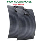 300W Portable Flexible ETFE Solar Panel Kit High Efficiency Monocrystale Cells, Waterproof, Foldable for 12V Battery Charging