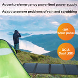 100W Foldable Solar Panel with Dual USB + DC Output - Portable Charger for Outdoor Travel, Hiking, Camping. Power Supply in Foldable Bag.