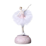 Feather Skirt Rotating Music Figurine, Manual Control Dancing Girl Musical Box For Girls