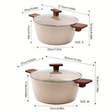 1pc, Stone Soup Pot, Non-stick Double-ear Stone Soup Pot, Composite Pan Bottom Cooking Pot, Induction Bottom Stew Cooking Pot