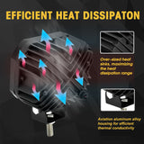 2PCS Motorcycle LED Headlight Projector Lens Dual Color ATV Scooter Driving Fog Light Auxiliary Square/Round Spotlight Lamp