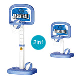 Swimming Hoop Adjustable Height Pool Toys w/ 2 Ball & Pump for Kids Adults Poolside Water Basketball Game
