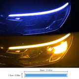2Pcs Flexible LED Scan Turn Signal Strip 12V wing Daytime Running Light Auto Headlight White Blue Red