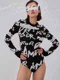 Women's Fashion Casual Letter Printing Clothes Woolen Jumpsuit