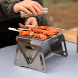 Detachable Stainless Steel Outdoor Folding Grill, Wood Burning Portable Assembly Charcoal Stove, Camping