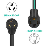 1.5FT 3 To 4 Dryer Adapter Cord,N10-30P Male To 14-30R Female,250V 30 Amp 10-AWG Dryer Outlet Plug Power Cord US Plug