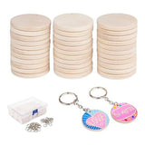 100 Piece Crafts 3.5Cm Unfinished Keychain Wooden Circles For DIY Craft Christmasdecoration