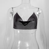 Sequined Personalized Metal Strap Top