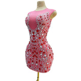 Hot selling temperament, socialite, internet celebrity evening gown, tight fitting buttocks, sexy crystal pattern, luxurious short skirt
