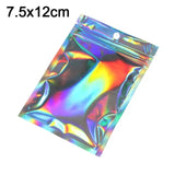 Iridescent Zip lock Bags 100Pcs Pouches Cosmetic Plastic Laser Iridescents Bag Holographic Makeup Bages Hologram Zipper Bag-s