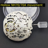 NH70/NH70A Hollow Automatic Movement 21600 BPH 24 High Accuracy Jewels Japan Watch Replacements