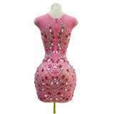 Hot selling temperament, socialite, internet celebrity evening gown, tight fitting buttocks, sexy crystal pattern, luxurious short skirt
