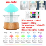 Mushroom Air Humidifier Colorful Night Lights Electric Aroma Diffuser Rain Cloud Smell Distributor Relax Water Drops Sounds