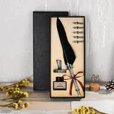 English Calligrap Feather Vintage Advertising ink Dip Water Metal Fountain Pen Set Birthday Gift Box 5 Nibs