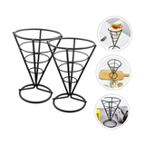 6 Pcs Wire Metal Food Racks Cone Fried Basket Serving Chips Stand Display Stands Chicken Holder
