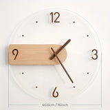 1pc, Luxury Acrylic Wooden Wall Clock - Silent and Punch-Free for Bedroom and Living Room Decor