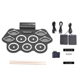 Portable W562 Electronic Drum Set Roll Up Pad Digital Usb 7 Pads Drum Set Silicone Electric Drum Pad W/foot Pedals Drumstick