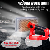 40W 4200LM LED Work Light Spotlight Rechargeable Outdoor Camping Lamp Flashlight for Milwaukee 14.4V-18V Li-ion Battery