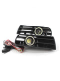 1 Pair Car Auto White Front Bumper Grilles Replacement For VW Golf 4 1998-2004 Angel Eyes Lamp LED Running Fog Light