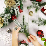DIY Tree Wreath Ornaments Home Xmas New Year Gifts 10/5Pcs Christmas Artificial Needles Branches Snow Pine Fake Plants