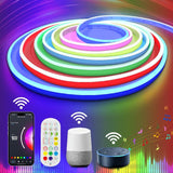 LED Strip Light 12V RGB Rope with Music Sync Timer IP65 Waterproof DIY Neon Lights for Bedroom Indoors Outdoors