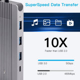 FENVI 12 in 1 Type-C Hub Docking Station M.2 SSD Enclosure Function SD TF Card PD 100W with HDMI 4K 1000M Ethernet For iPad