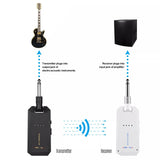 MD-5G Wireless 5.8G Guitar System Rechargeable Audio Transmitter and Receiver ISM Band for Electric Bass Guitars Amplifier