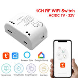 Tuya Smart Switch 1 Channel Wifi Relay Rolling Door Switch DC AC 7-32V Motor Curtain Switch Inching Self-Locking
