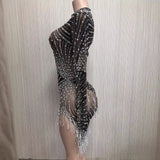 Wind and temperament Latin cha dance costume practice suit skirt hem tassel multiple colors pearl rhinestone splicing