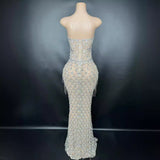 Fashionable and elegant long runway show, host dress, luxurious evening dress