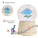 1pc, Blue Music Box Rose Flower Music Box Color Changing LED Light Musical Snow Globe Music Box Valentine's Day Gifts Birthday Gifts Wedding Decor