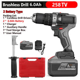 21V Brushless Impact Hammer 200Nm Cordless 6000mAh Battery Mini Electric Screwdriver Drill