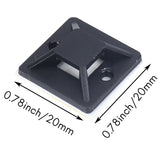 100 Pcs Seldhesive Cable Tie Mount Base Holder 20 x 6mm