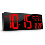 16.5-inch Perpetual Calendar Wall Clock - Large Screen with Temperature, Date, Week Display. LED Digital Multi-Function with Remote