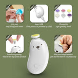 Trimmer Electric, Rechargeable Clippers With 6 Grinding Heads And LED Light, Safe Baby Nail File Easy To Use