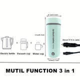 1pc 12V Car Electric Travel Kettle, 12V Car Portable Electric Tea Coffee Kettle, Water Heater Auto Shut-Off, Stainless Steel 304 Liner,