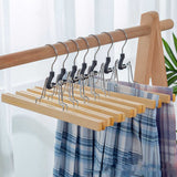 10 Pcs Grade Wooden Pants Clips Non Slip Skirt Hanger With 360° Swivel Hook