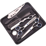 7Pcs Set 6.0" Hair Scissors Stainless Steel Hair Cutting Scissors Barber Shop Hairdressing Thinning Shears Haircut Salon C1001-B